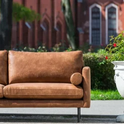 3 zitsbank - Daisy - met doorgestikte armleuning - leer Colorado cognac 03