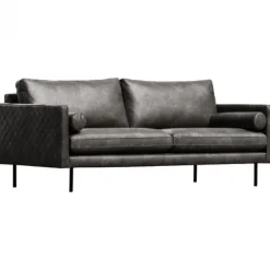 3 zitsbank - Daisy - met doorgestikte armleuning - leer Colorado antraciet 01