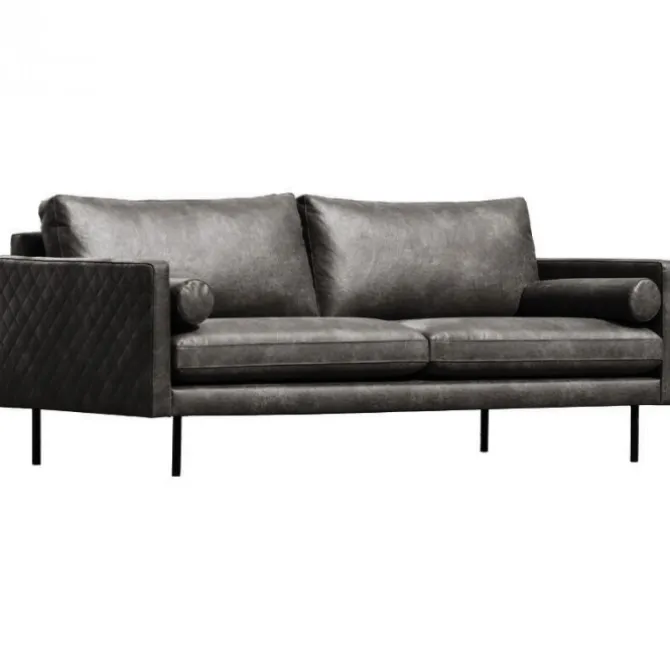 3 zitsbank - Daisy - met doorgestikte armleuning - leer Colorado antraciet 01