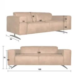 2 zitsbank - Lambada - leer Colorado antraciet 01