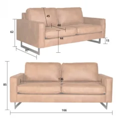 2 zitsbank - Riverdance - leer Colorado antraciet 01