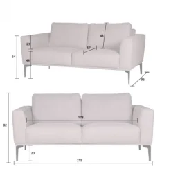 3 zitsbank - Tulp - stof Sorro lichtgrijs 90