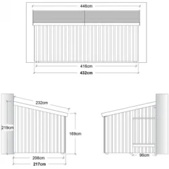 Aanbouw berging half dicht 9,5 m2 onbehandeld 217 x 430 x 219 cm