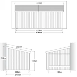 Aanbouw berging open 9,5 m2 onbehandeld 217 x 430 x 219 cm