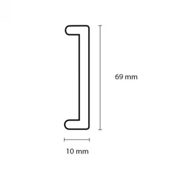 Afwerklijst U-kap - Gavle Warm Noten - 69 x 10 mm 305 cm