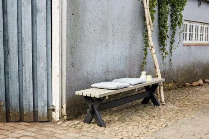 Bank vuren geimpregneerd - Nostalgi zwart en grijsbruin 38 x 177 x 44 cm