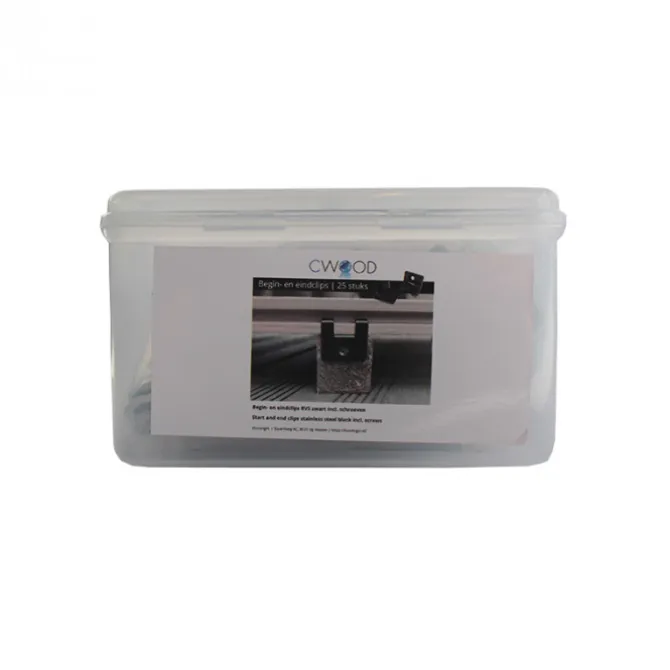 Begin- en eindclip RVS zwart incl schroeven (25 stuks)
