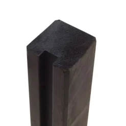 Begin of eindpaal rabatsysteem vuren - 9 x 9 cm zwart geschaafd