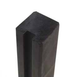 Begin of eindpaal rabatsysteem vuren - 9 x 9 cm zwart geschaafd