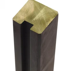 Begin of eindpaal rabatsysteem vuren - verlijmd 9 x 9 cm zwart geschaafd