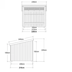 Berging open 5 m2 onbehandeld 218 x 229 x 220 cm