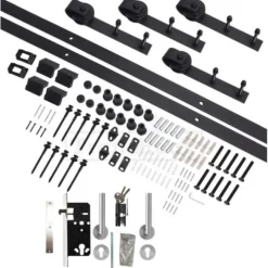 Beslagset zwart - schuifdeur systeem recht dubbel