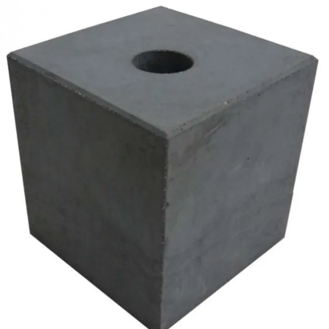 Betonpoer glad (20 x 20 x 20 cm) met doorlopend gat 40 mm