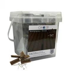 Bevestigingsclips kunststof bruin gevlamd incl RVS schroeven (100 stuks)