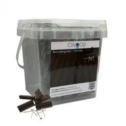 Bevestigingsclips kunststof donkerbruin incl RVS schroeven (100 stuks)