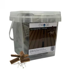 Bevestigingsclips kunststof teak bruin incl RVS schroeven (100 stuks)