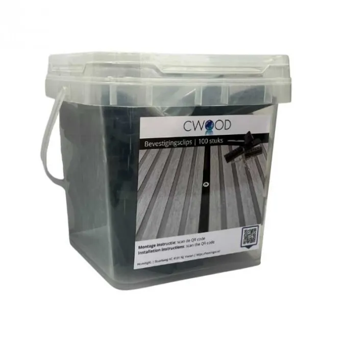 Bevestigingsclips kunststof antraciet incl RVS schroeven (100 stuks)
