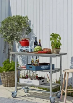 Bijzettafel vuren geimpregneerd - Urban met twee planken grijsbruin 50 x 100 x 90 cm