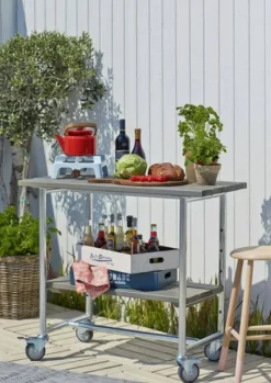 Bijzettafel vuren geimpregneerd - Urban met plank grijsbruin 50 x 100 x 90 cm