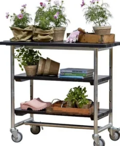 Bijzettafel vuren geimpregneerd - Urban met twee planken zwart 50 x 100 x 90 cm