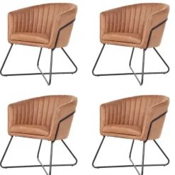 Bo Lundgren Eetkamerstoel - Nova - lederlook Soft cognac (4 stuks)