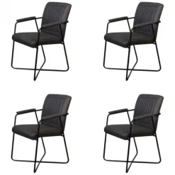 Bo Lundgren Eetkamerstoel - Henry - lederlook Soft antraciet (4 stuks)