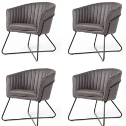 Bo Lundgren Eetkamerstoel - Nova - lederlook Soft antraciet (4 stuks)