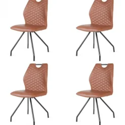 Bo Lundgren Eetkamerstoel - Carlos - leer Vintage cognac (4 stuks)