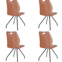 Bo Lundgren Eetkamerstoel - Carlos - leer Vintage cognac (4 stuks)