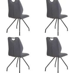 Bo Lundgren Eetkamerstoel - Carlos - leer Vintage zwart (4 stuks)