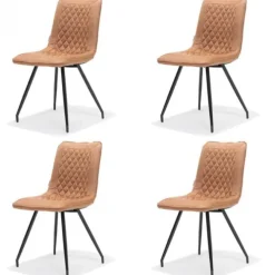 Bo Lundgren Eetkamerstoel - Brescia - lederlook Soft cognac (4 stuks)