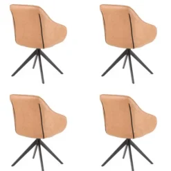 Bo Lundgren Eetkamerstoel - Collins - lederlook Soft cognac (4 stuks)