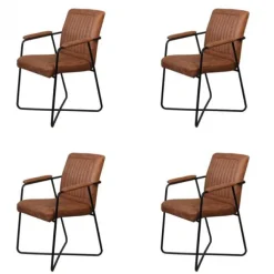 Bo Lundgren Eetkamerstoel - Henry - lederlook Soft cognac (4 stuks)