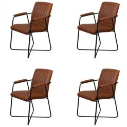 Bo Lundgren Eetkamerstoel - Henry - leer Vintage cognac (4 stuks)