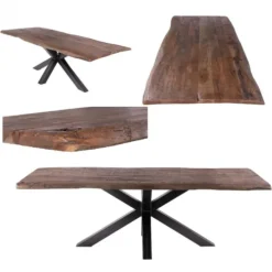 Boomstamtafel massief Acacia Oud Hout - 200 x 100 cm - Bladdikte 5 cm - Diverse poten