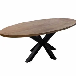 Boomstamtafel ovaal massief Acacia - 240 x 110 cm - Bladdikte 4 cm - Matrixpoot