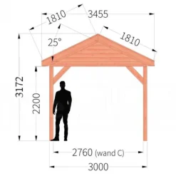 Buitenverblijf zadeldak Betula - 3 meter diep