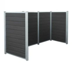 Containerscherm composiet - Artura antraciet met stalen palen - 99 x 288 x 142 cm