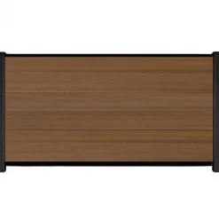 C-Wood Schutting composiet co-extrusie Como teak met zwart aluminium kader (180 x 90 cm)