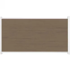C-Wood Schutting composiet co-extrusie Como vergrijsd bruin met wit aluminium kader (180 x 90 cm)