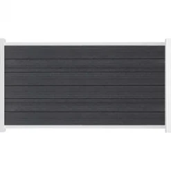 C-Wood Schutting composiet co-extrusie Garda antraciet met wit aluminium kader (180 x 90 cm)