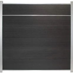 C-Wood Schutting composiet co-extrusie Como antraciet met blank aluminium kader en sierlijst (180 x 180 cm)