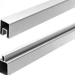 C-Wood Schutting composiet co-extrusie Como antraciet met blank aluminium kader en deco lamel rooster (180 x 190 cm)