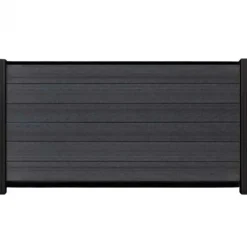 C-Wood Schutting composiet co-extrusie Garda antraciet met zwart aluminium kader (180 x 90 cm)