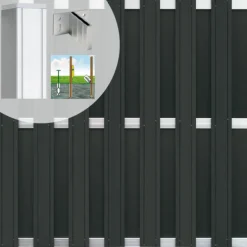 C-Wood Schutting set composiet Stijl antraciet met blank aluminium frame (9,41 meter)