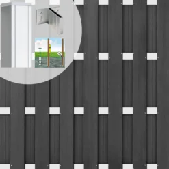 C-Wood Schutting set composiet Bari antraciet met blank aluminium frame ( 5,67 meter)