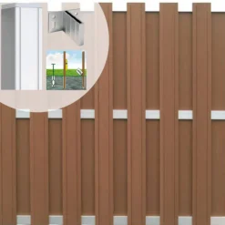 C-Wood Schutting set composiet Stijl bruin met blank aluminium frame (5,67 meter)