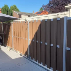 C-Wood Schutting set composiet Stijl bruin met blank aluminium frame (5,67 meter)