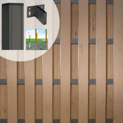 C-Wood Schutting set composiet Bari bruin gevlamd met antraciet aluminium frame (7,54 meter)