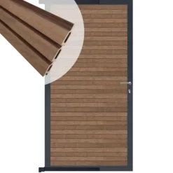 C-Wood Tuindeur aluminium antraciet frame Rhombus Triple - composiet bruin gevlamd (90 x 180 cm)